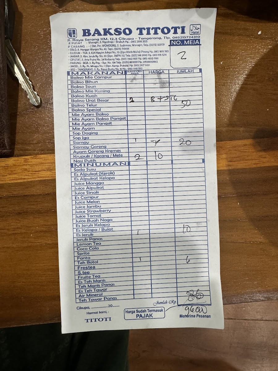Bakso Titoti Wonogiri Cabang Cikupa Menu - Image 3
