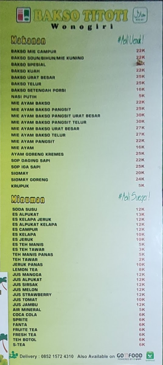 Bakso Titoti Wonogiri Cabang Cikupa Menu - Image 6